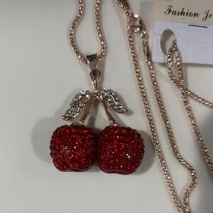 Fashion Jewelry Sparkling Red Cherry Pendant